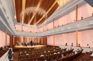 The new recital hall in the soon-to-be-constructed Hamel Music Center.